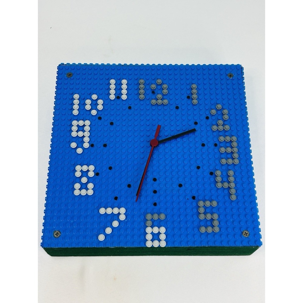 Lego Wall Clock Blue 10" X 10"  Handmade